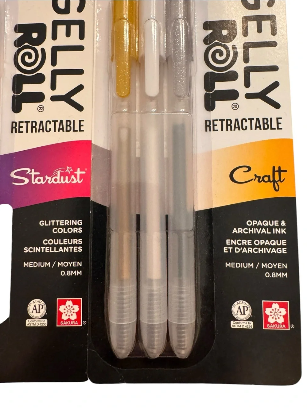 Sakura Gelly Roll Retractable Stardust and Craft Gel Pens Multicolor 6 Pens NEW